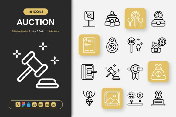 Auction Icons: Bidding and Marketplace Styles That Fit Right into Your Projects
