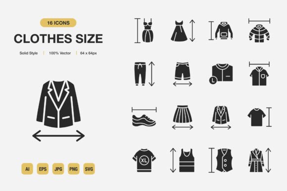 Clothes Size Solid Icons: Premium Assets for Modern Design