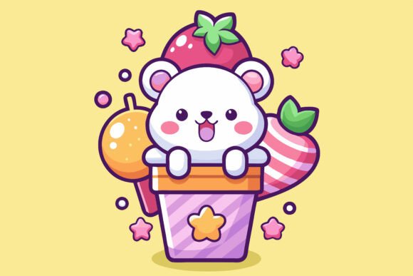 Cute Rabbit in Strawberry Flavor Beverag