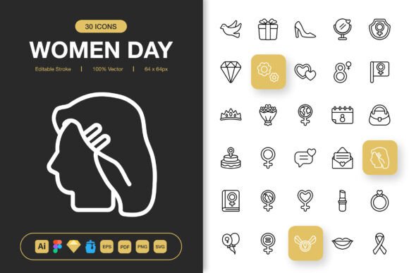 Elevate Your Designs with Premium Women Day Icons