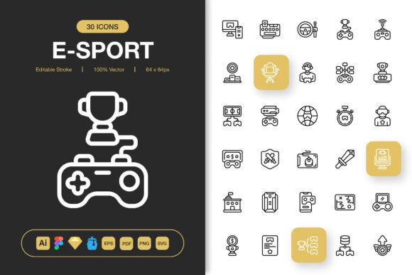 Esport Icons for Modern Digital and Print Projects