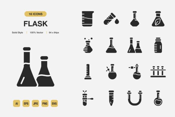 Flask Solid Icons for Cleaner Modern Design Projects