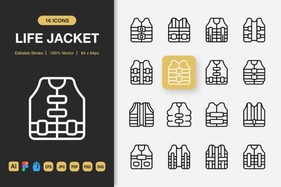 Life Jacket Outline Icons That Make Safety Communication Clearer
