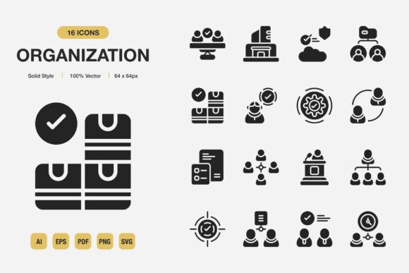 Organization Solid Icons: Streamlined Design for Every Project