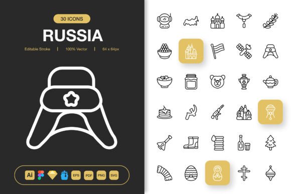 Russia Icons: A Versatile Collection of Editable Vector Symbols for Professional Design Work