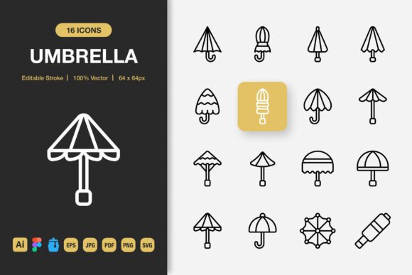 Umbrella Outline Icons