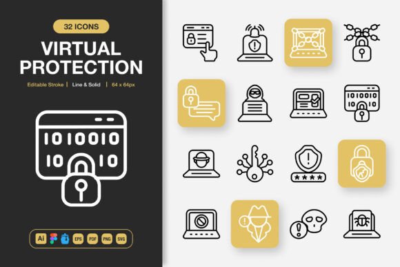 Virtual Protection Icons: Making Every Project Safer and Sharper with Minimalist Design